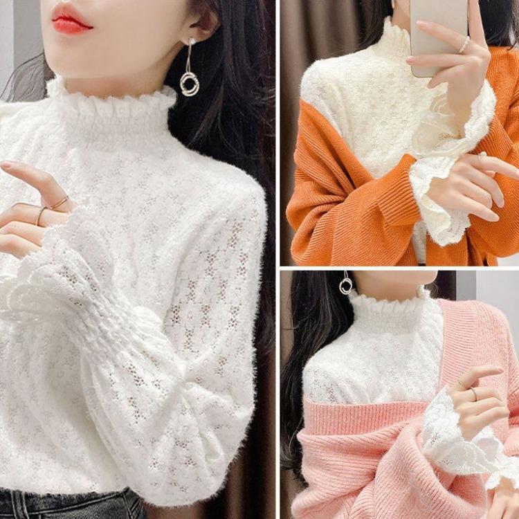 Fermecător și practic: Cămașă de bază din catifea și dantelă pentru iarnă