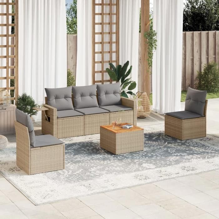 VidaXL Garden Lounge Set with Cushions 6 Pcs, Patio Sofas, Patio Furniture Set, Outdoor Furniture, Mix 3256836