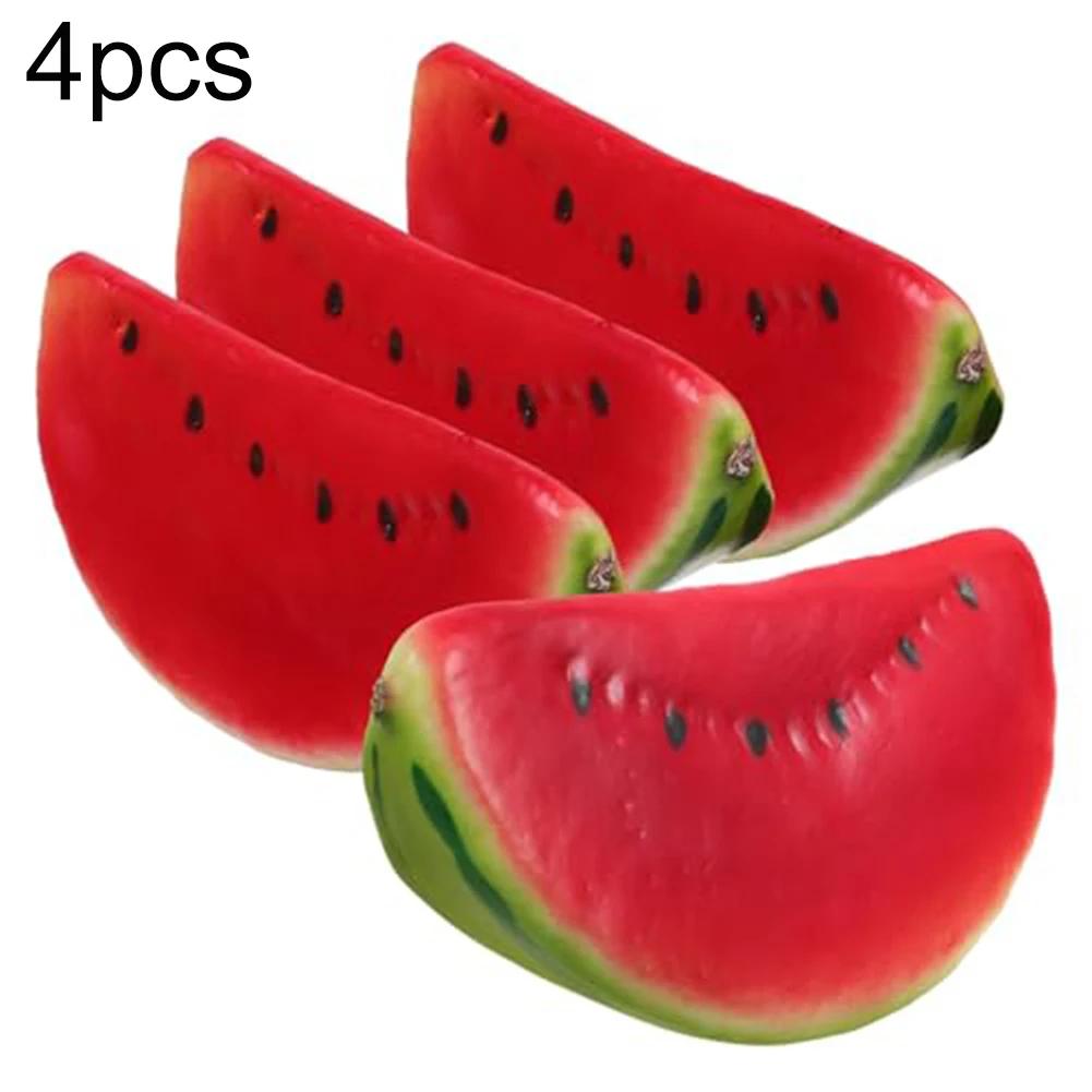 4pcs Artificial Fruits Simulation Artificial Watermelon Fake Fruit Slices Home Party Decoration Foam Fake Fruit Photography Prop 1