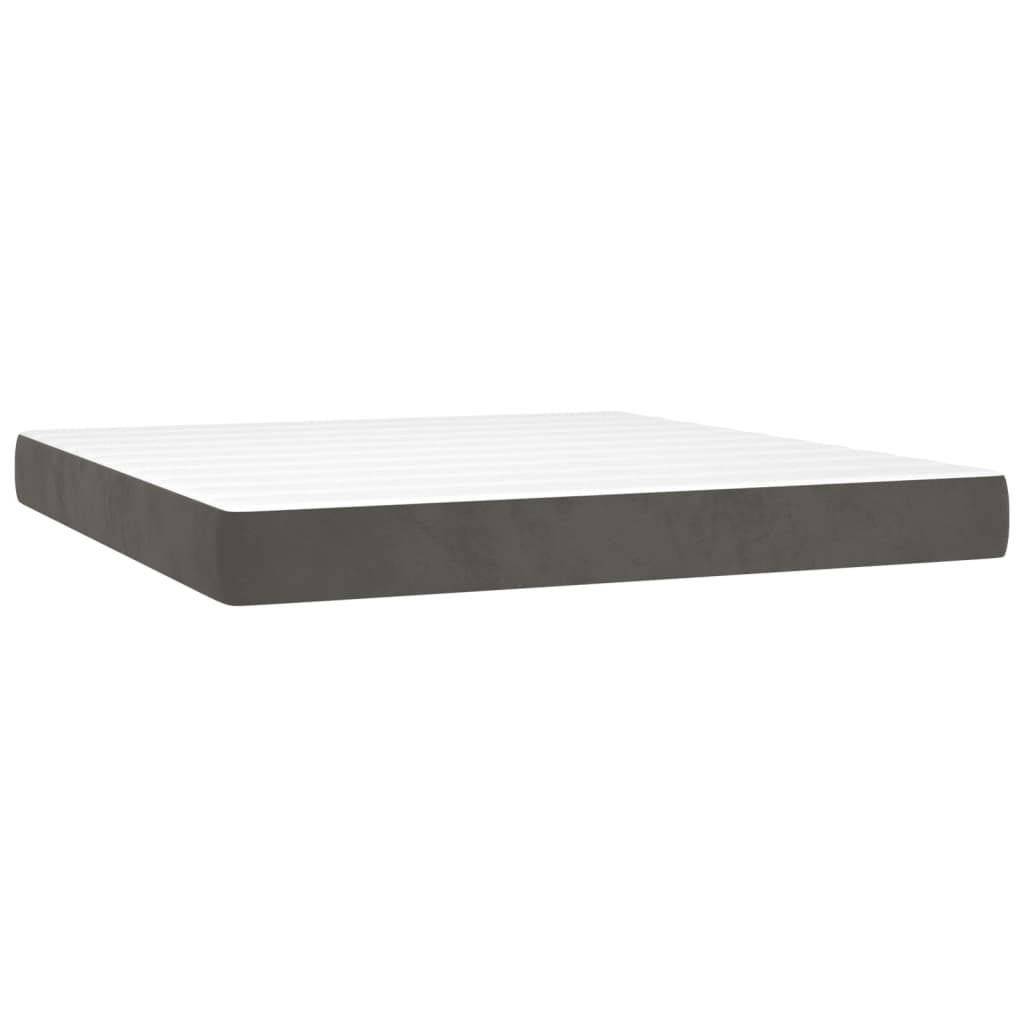 Box Spring Bed with Mattress Dark Gray 160x200 cm Velvet