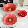 Flower Porcelain Plate Red Flowers Tableware Dining Plate Ceramic Bowl Coffee Cup Mug Household Tableware Set Table Kitchen Tool