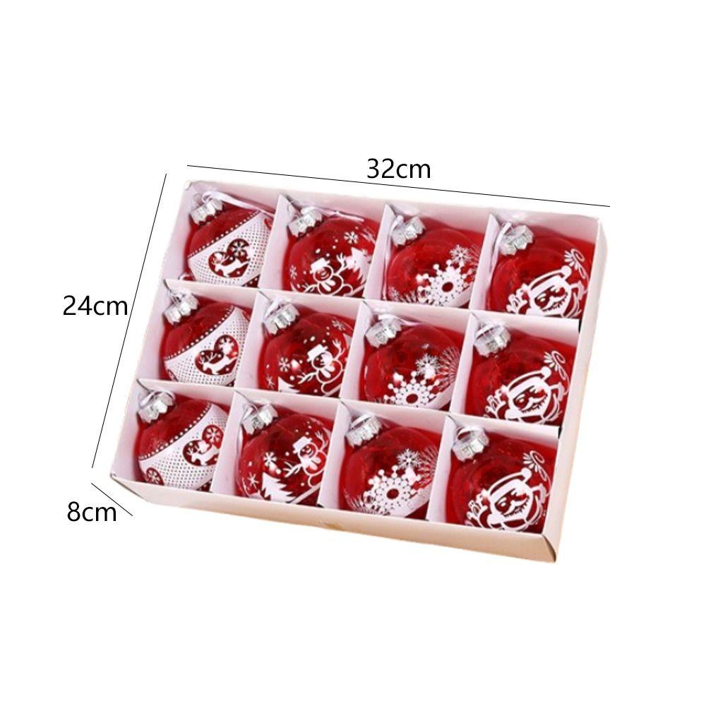 12PCS 8cm Electroplated Christmas Hanging Balls Shatterproof Xmas Tree Pendants  Party Favors