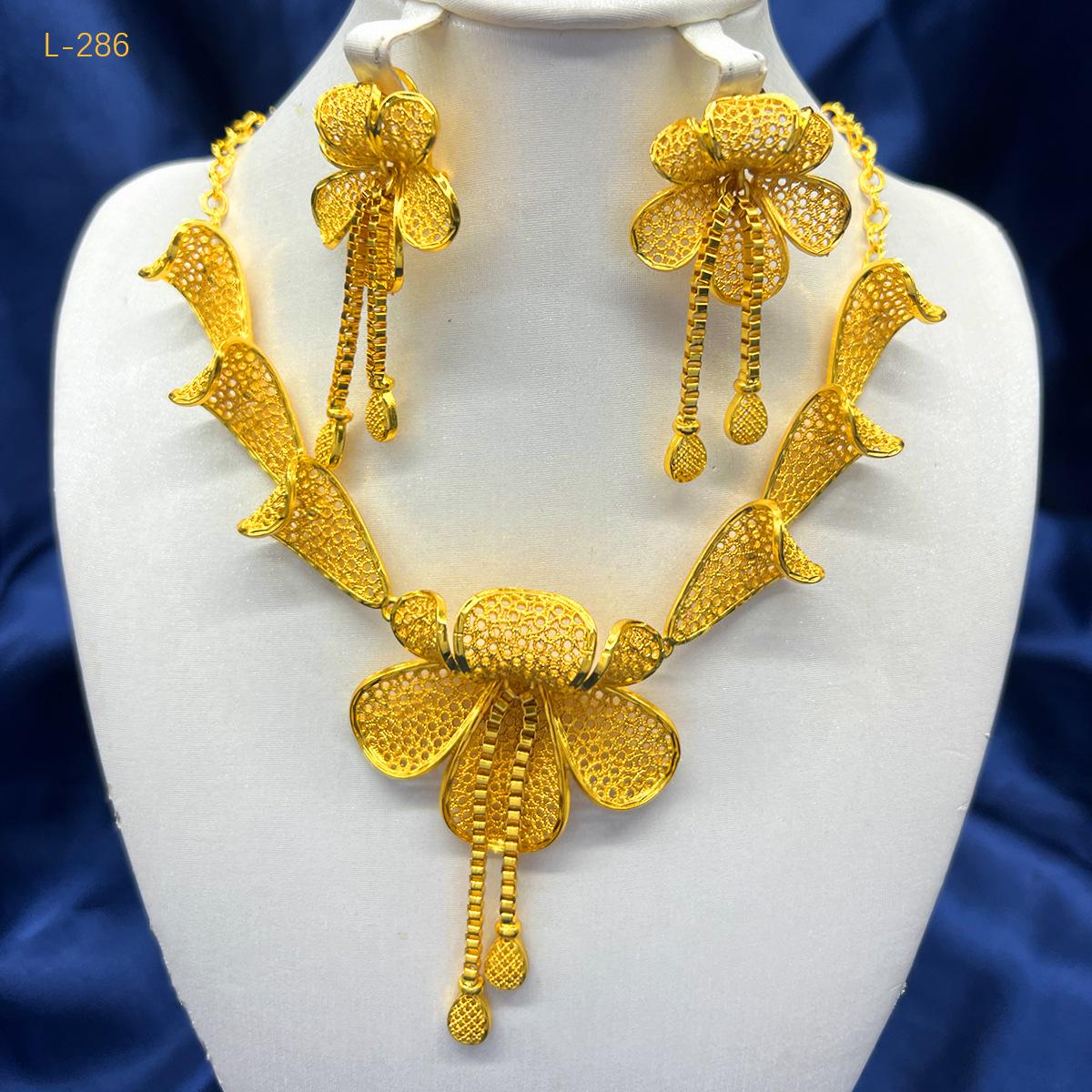 Middle East Dubai Jewelry Necklace Earrings Jewelry Set Indian Bridal Necklace Vietnamese Ash Gold Jewelry 2026 63CM