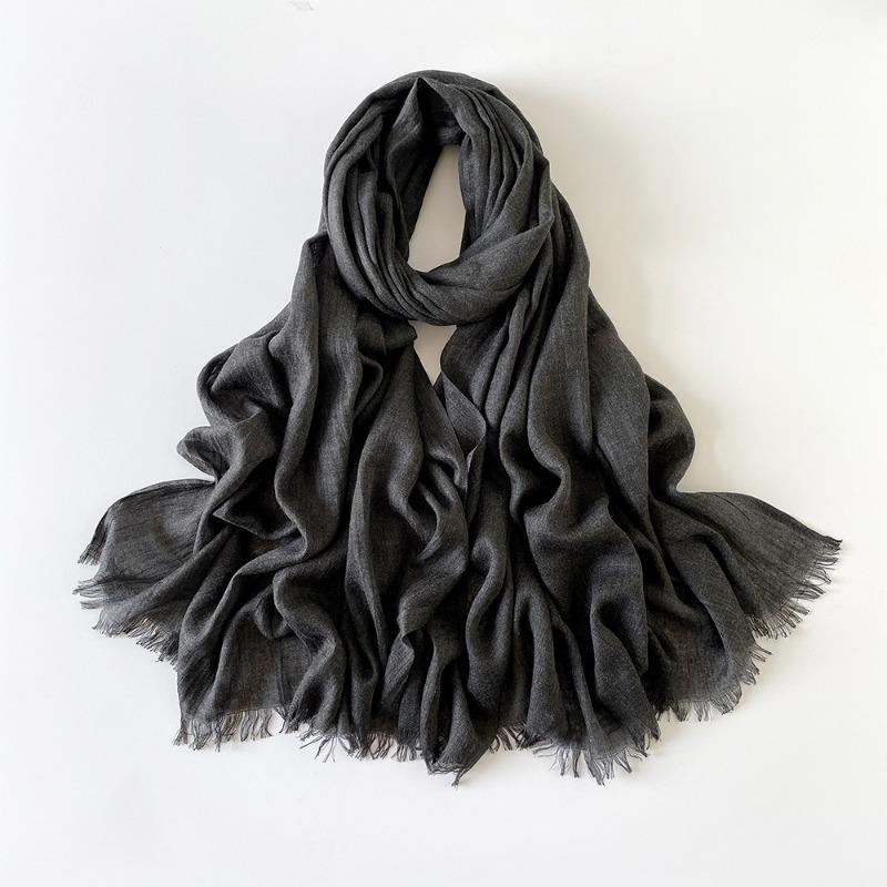 Summer Versatile Cotton and Linen Scarf Shawl Lengthened Solid Color Yarn Shawl Sunscreen Shawl Simple Scarf Silk Scarf Women