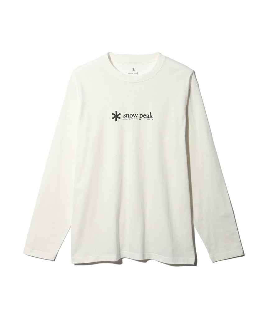 Snow Peak Soft Cotton Logo Long Sleeve T-Shirt, Size XS, White, SW-25SU401, Perfect for Festivals, Camping, and Outdoor Activities