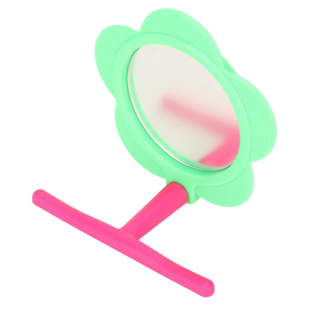 Bird Mirror Perch Flower Shape Decorative Plastic Parrot Mirror Stand Toy for Budgie Lovebird Cockatiel