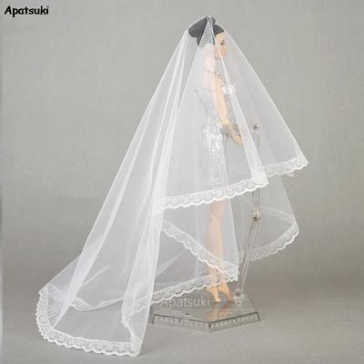 Voile de mariée long fait main de haute qualité pour poupées Barbie, robe de mariée, voiles de mariée pour poupées BJD 1/6, accessoires, jouets pour enfants