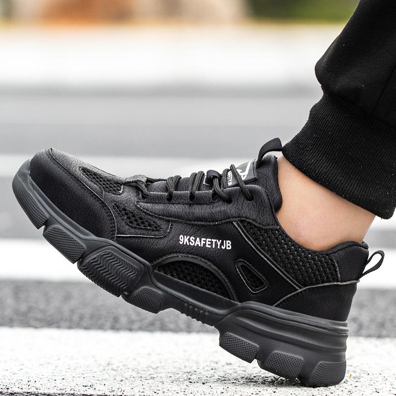 Breathable Safety Shoes Steel Toe Work Boots Lightweight Anti-Puncture Anti-smash Work Sneakers Casual Walking Shoes for Men