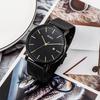 BUREI Men's Analog Watch Black Gold Waterproof Simple Business Milanese Mesh Strap