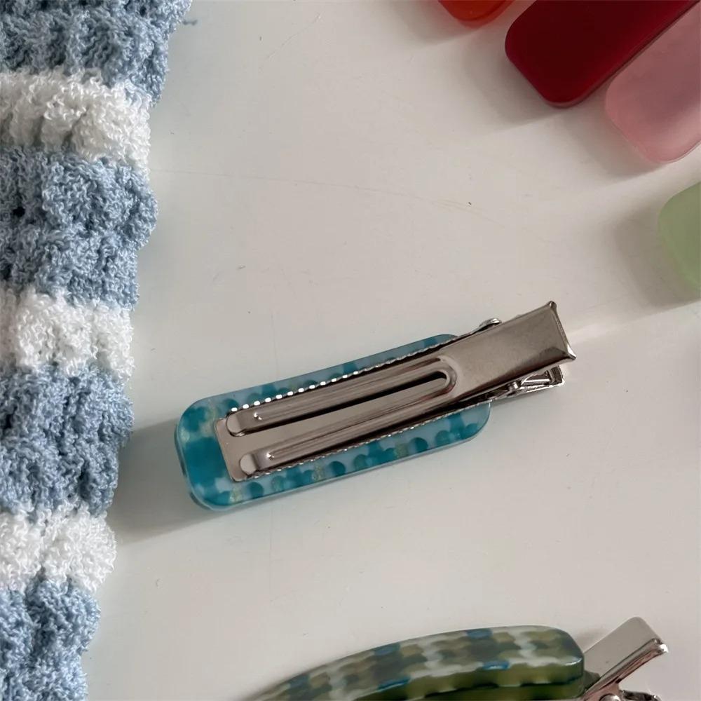 Fashion Acetate Checkered Hair Side Clips Broken Hair Bangs Clips Women Girls Sweet Cute Side Clips Elegant Duckbill Clip