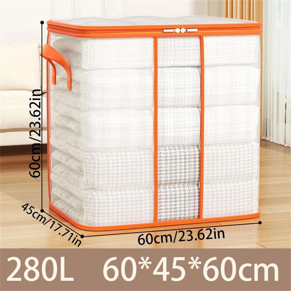 Extra Large Clothes Storage Bag Transparent Heavy Duty Reinforced Handle Foldable Zipper Moving Tote for Quilt Blanket Bedding