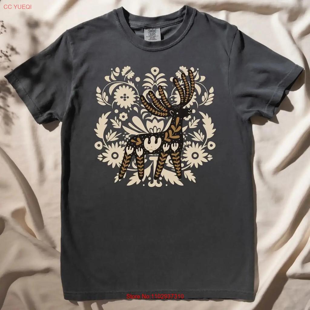 Whimsical Bohemian T Shirt Folk Nordic Elk Boho Cottagecore S Vintage Casual Streetwear Homme Top For Everyday Wear