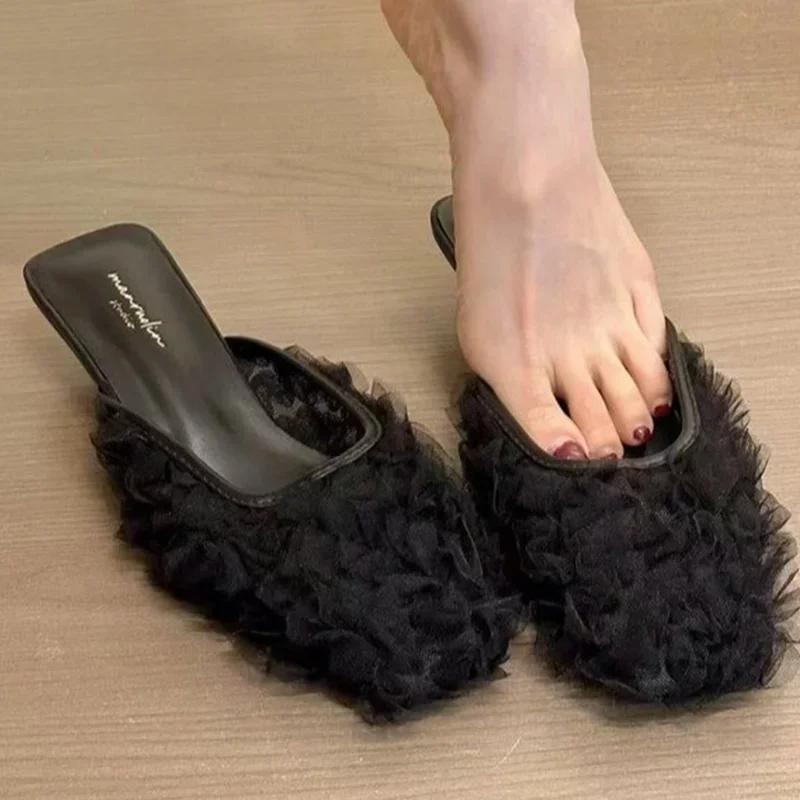 Fashion Women's Slippers Fashion Heeled Shoes Designer Slingback Sandals Cozy 2025 Woman Mules Shoes Summer Casual Luxury Mujer Zapatos