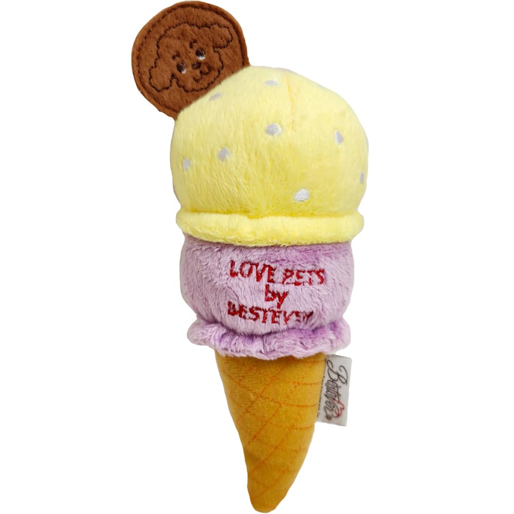 LOVE PETS by BESTEVER 2 Scoop Ice Cream Lemon Sorbet Pet Toy Plush Squeaky Chew Toy for Dogs 47330 Black чёрный