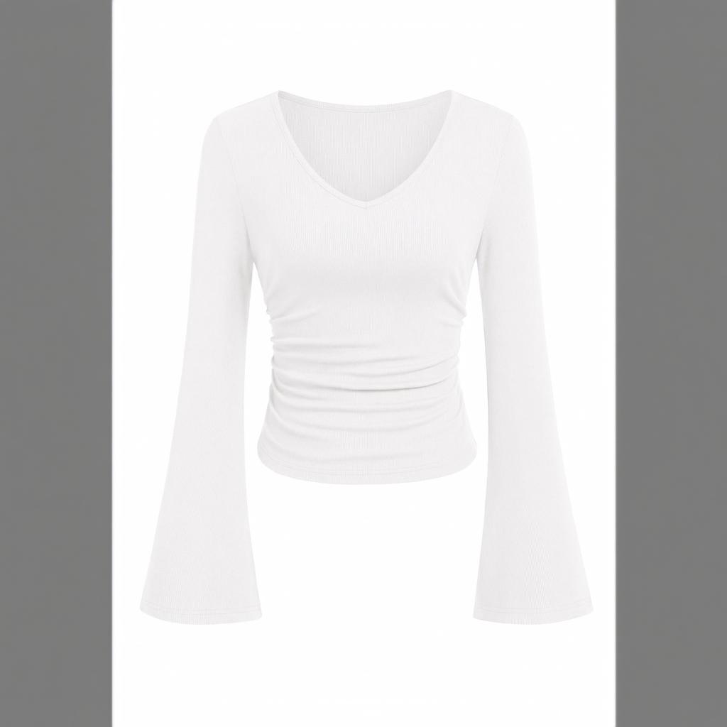 Women's Casual V-Neck Long Sleeve Top, Fashion Blouse for Daily Wear and Work
