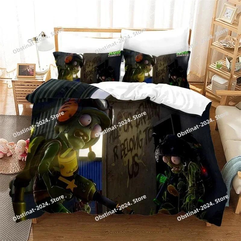 Populární hry Vzor Ložní souprava 3d Rostlina Zombie Kreslený Povlak na přikrývku S povlakem na polštář Jednolůžko Dvojlůžko Queen King Lůžkoviny