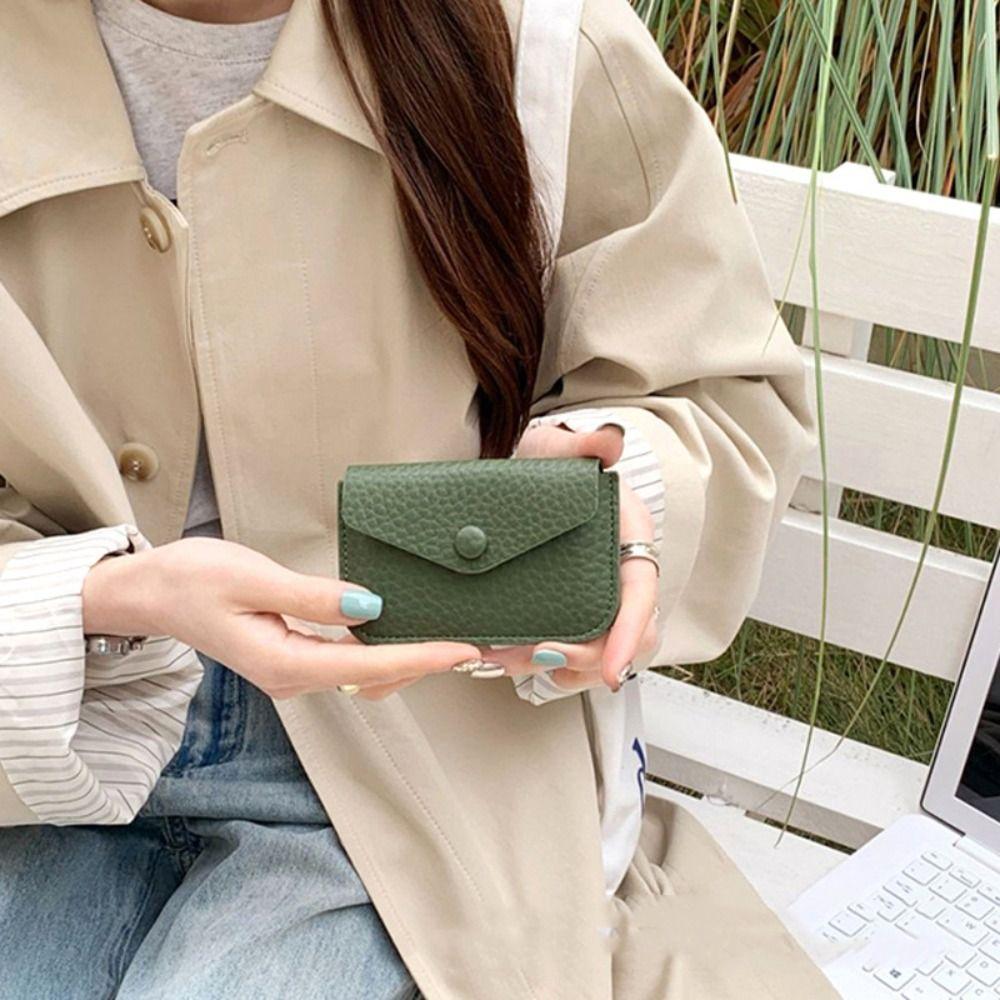 Korean Style Short Clutch Bag Card Bag Envelope Change Bag Simple Lichee Pattern Wallets  Women