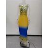 Women's Leopard Print Gradient Maxi Dress Sleeveless V Neck Casual Long Dress With Pockets