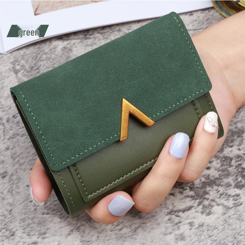 

Korean Style Vintage Short Women s Wallet - PU Leather, Three-Fold Card Holder зелёный