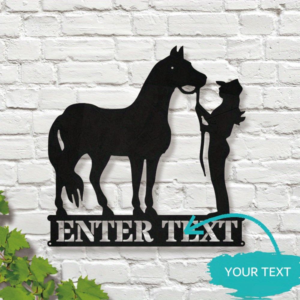Metal Wall Art Horse Rider Gift for Equestrian Lover Home Decor Personalized Name Sign