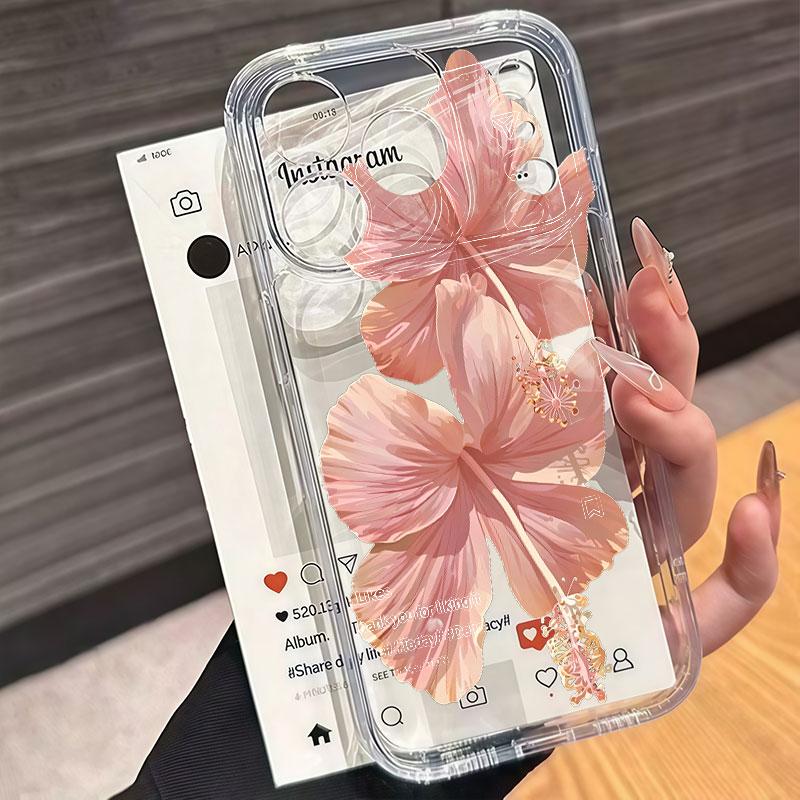 Case For Samsung Galaxy S26Edge S25 S24 S26 Ultra Plus S23 S20 FE Simple Flowers Pattern Silicone Transparent Soft Cover