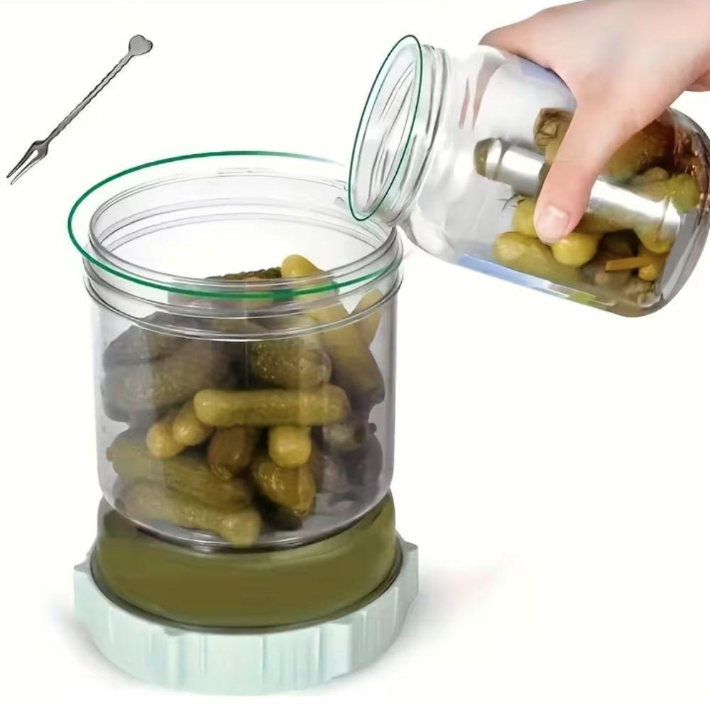 Strainer Mesh Hourglass Shape Pickle Jar with Fork Kimchi Making Jar Kitchen