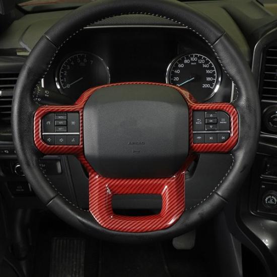 כיסוי פנל הגה מסיבי פחמן אדום לפורד F150 + אביזרים