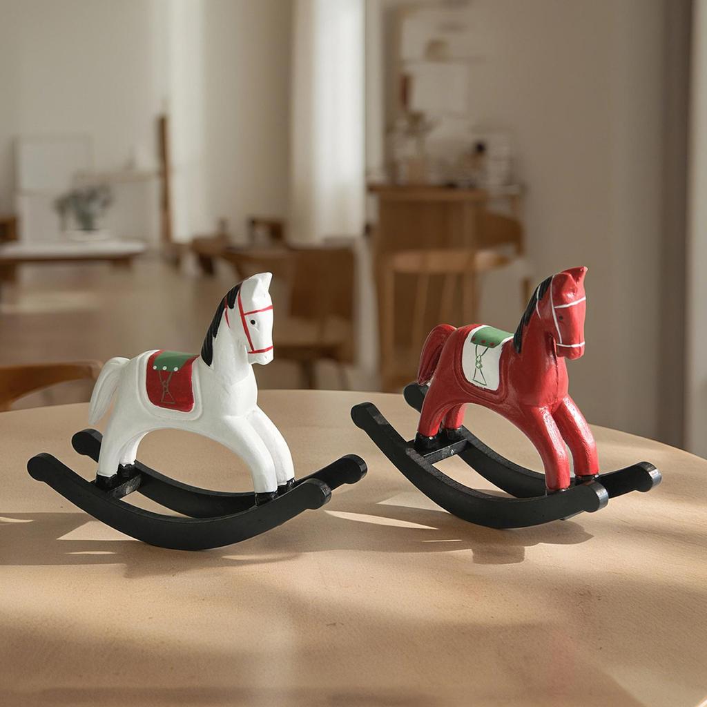 Rocking Horse Ornament Classic Traditional Statue Horse Bedroom Decor for Family Friends Students Men Women Home Indoor Office