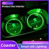 Car Water Cup Coaster 7 Colorful Led Atmosphere Interior Accessories For Peugeot 508 607 106 406 407 307 YI 206 301 408 5008 4008