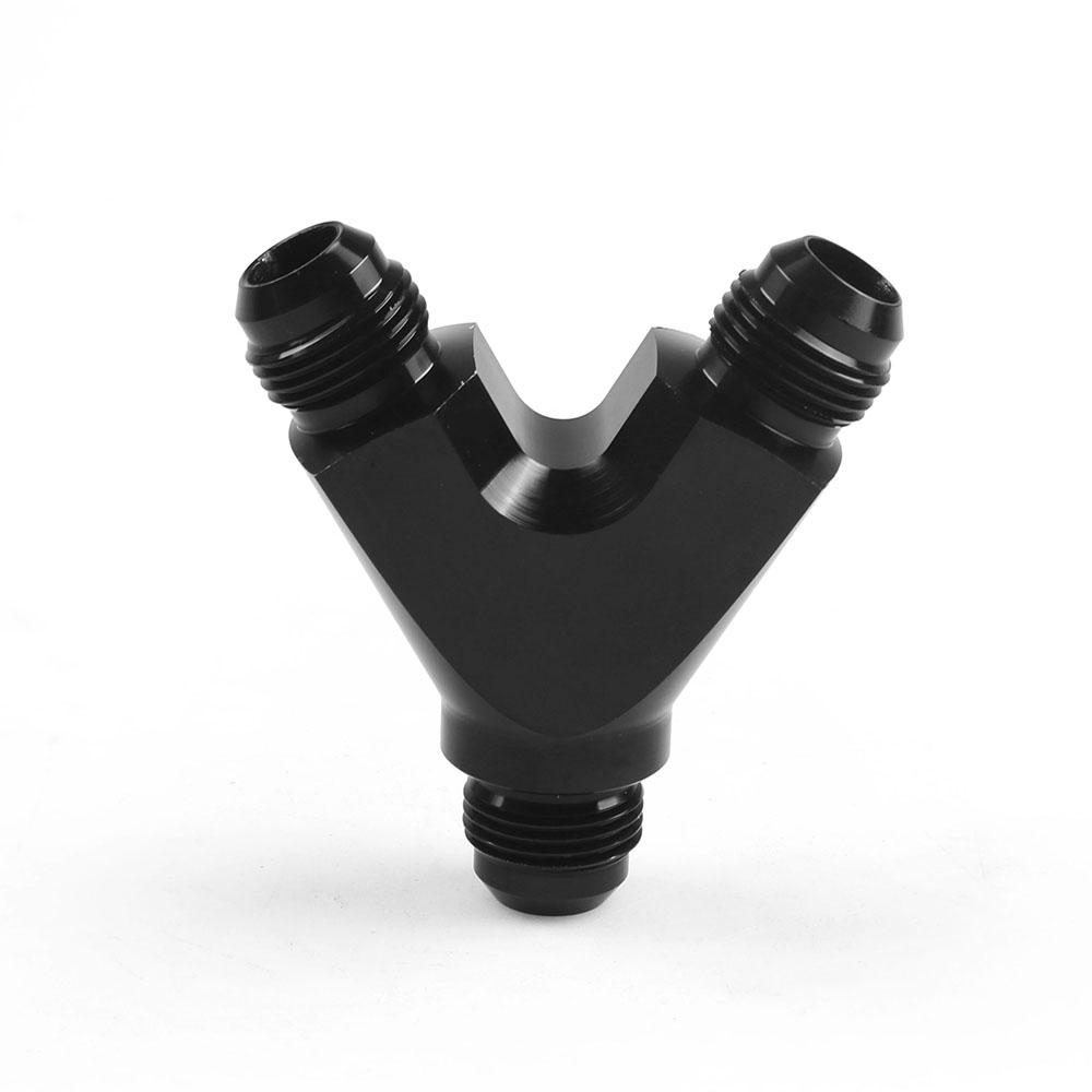 3-Way Y-Block Fitting Adapter AN6/AN10 6-AN/10-AN Male To 2X AN6/AN10 6-AN/10-AN Male BLACK