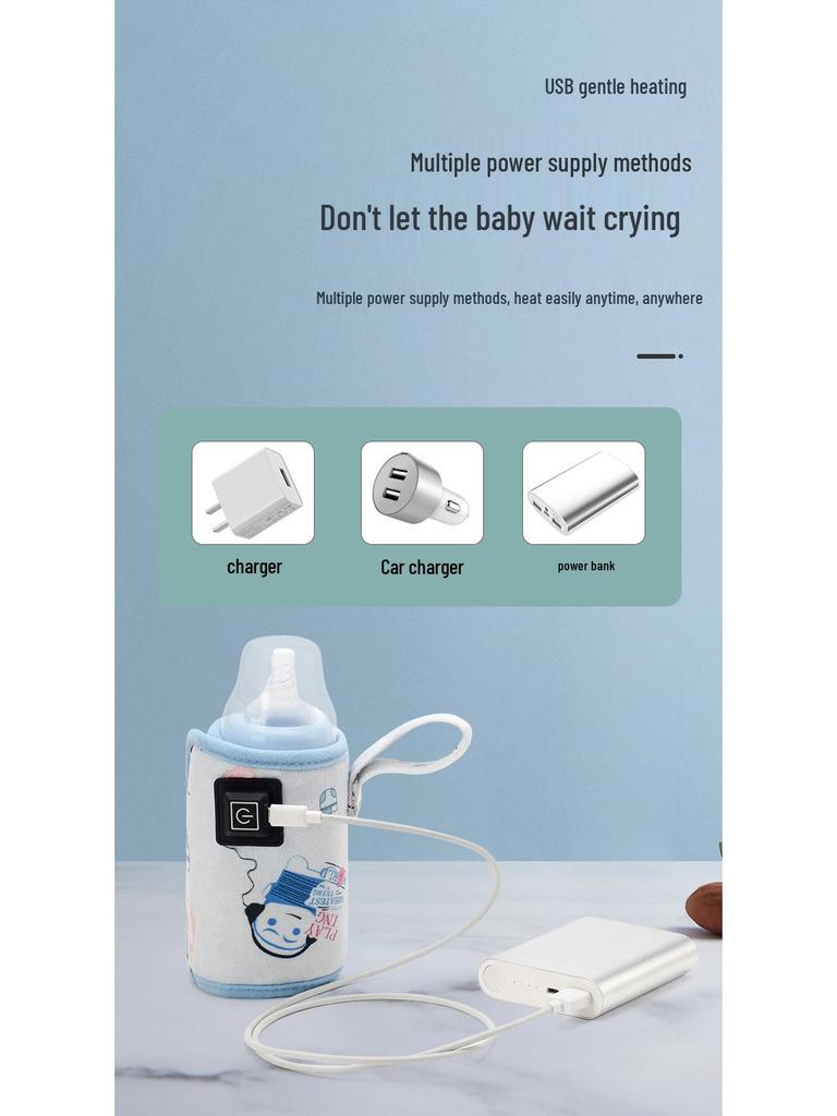 USB Heated Insulated Baby Bottle Warmer & Protective Sleeve for Outdoor and Car Use