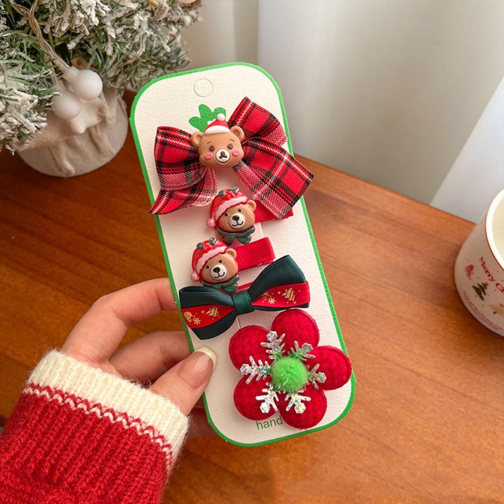 Bow Christmas Hairpin Resin Xmas Barrettes Exquisite Christmas Hair Clip Set Christmas Gifts