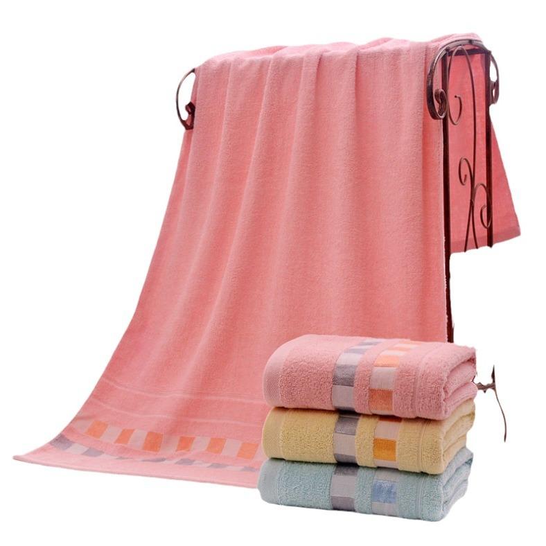 Direct Supply Cotton Large Bath Towel Plain Color Simple Soft Wrap Towel Beach Towel Household Bathroom Large Towel Goods