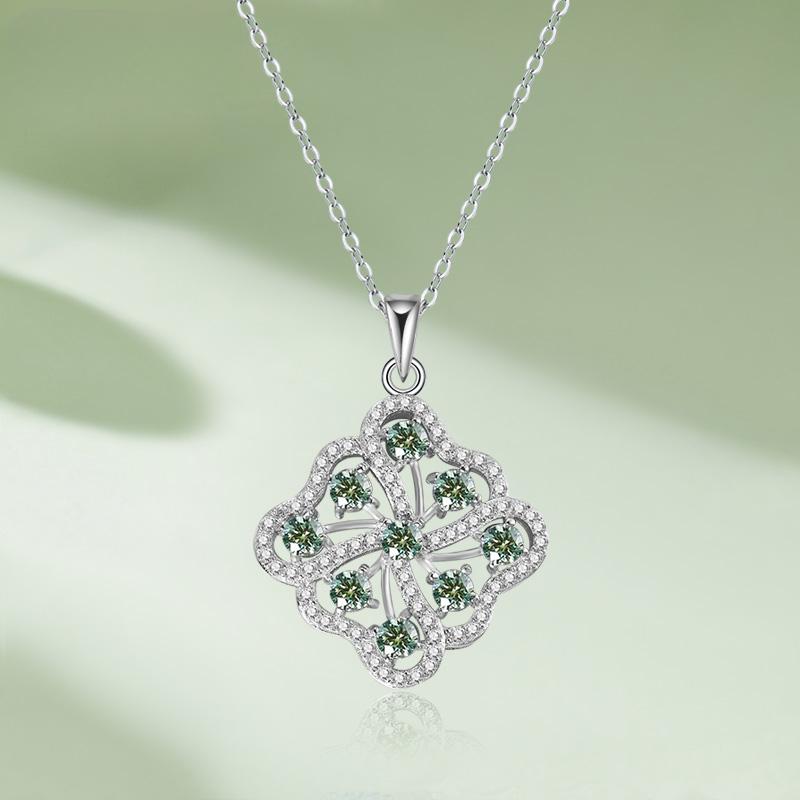 

D цвет 0,9CT VVS1 зеленый муассанит квадратный кулон ожерелье для женщин стерлингового серебра 925 пробы оригинальные сверкающие роскошные украшения на шею
