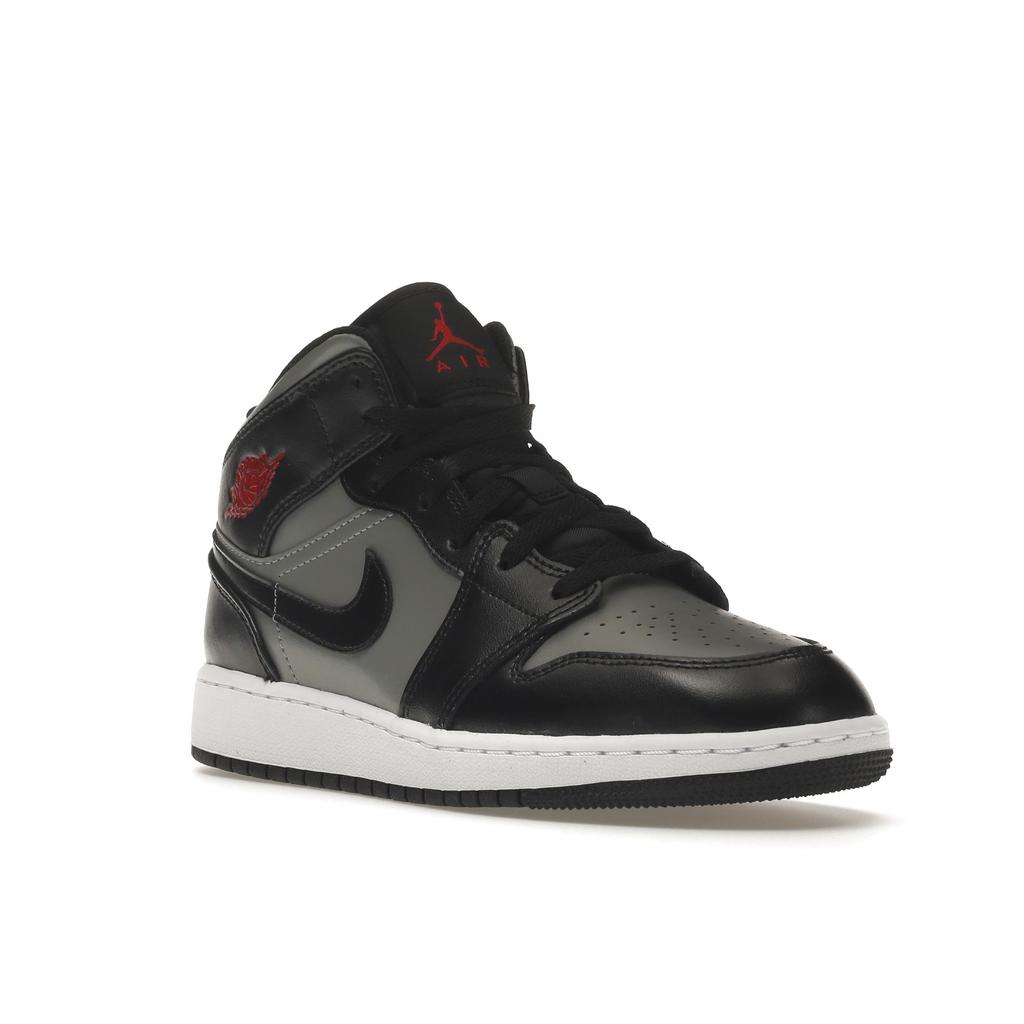 Jordan 1 Mid GS Shadow Black Grey Red 554725-096