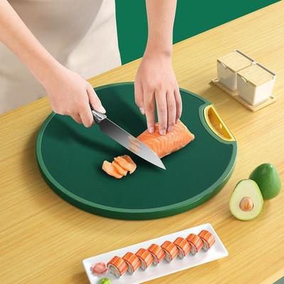 Durable Round Chopping Board Double-Sided with Handle Cutting Board Non-Slip Thickned Vegetable Cutting Board Kitchen Supplies
