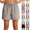 Women's Color Casual Fashion Drawstring High Waist Wide Leg Shorts