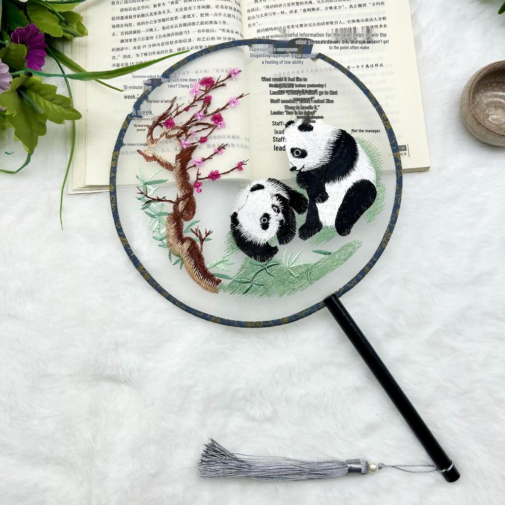 Ancient Style Single-Sided Suzhou Embroidery Dance Fan