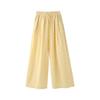2025 Women's Yellow Jacquard Straight-Leg High-Waisted Slimming Summer Pants
