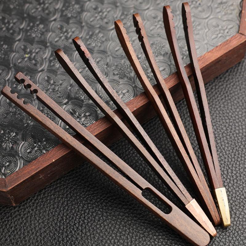 Durable Ebony Alloy Tea Tweezers with Bamboo Clips for Tea Lovers