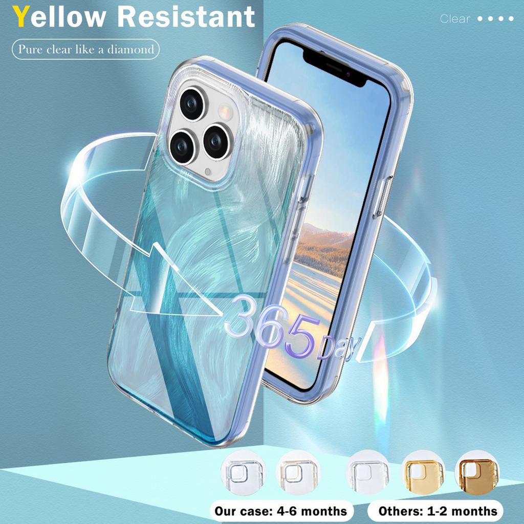 For iPhone 11 Pro Max PC+TPU Case Gradient Feather Pattern Drop-proof Back Cover