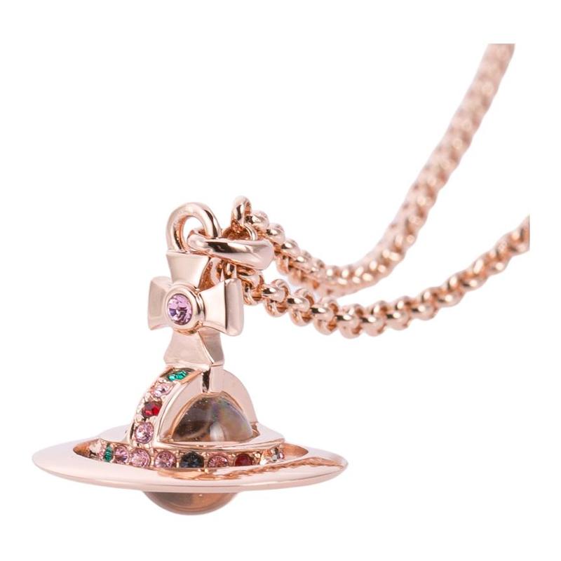 Vivienne Westwood Classic Logo Pattern Pendant Brass Necklace Women s Style 63020098-02G315