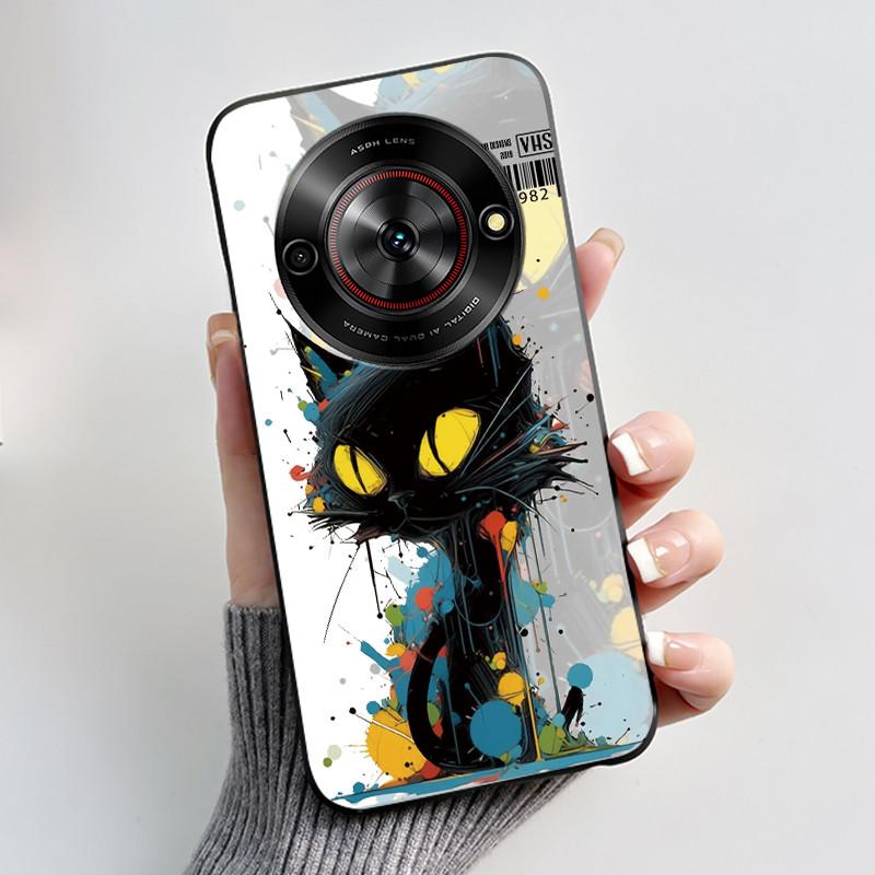 Cute Cartoon Case For ZTE Blade A75 5G/Nubia Focus 5G/Nubia Calf 5G Printing Shell Protective Cover Soft Silicone Black Casing