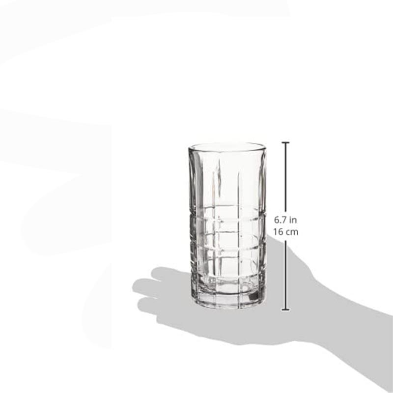 Whiskey Highball Glasses, 16oz Tumblers, Set of 4 Premium Drinking Glasses for Cocktails, Durable Clear Design