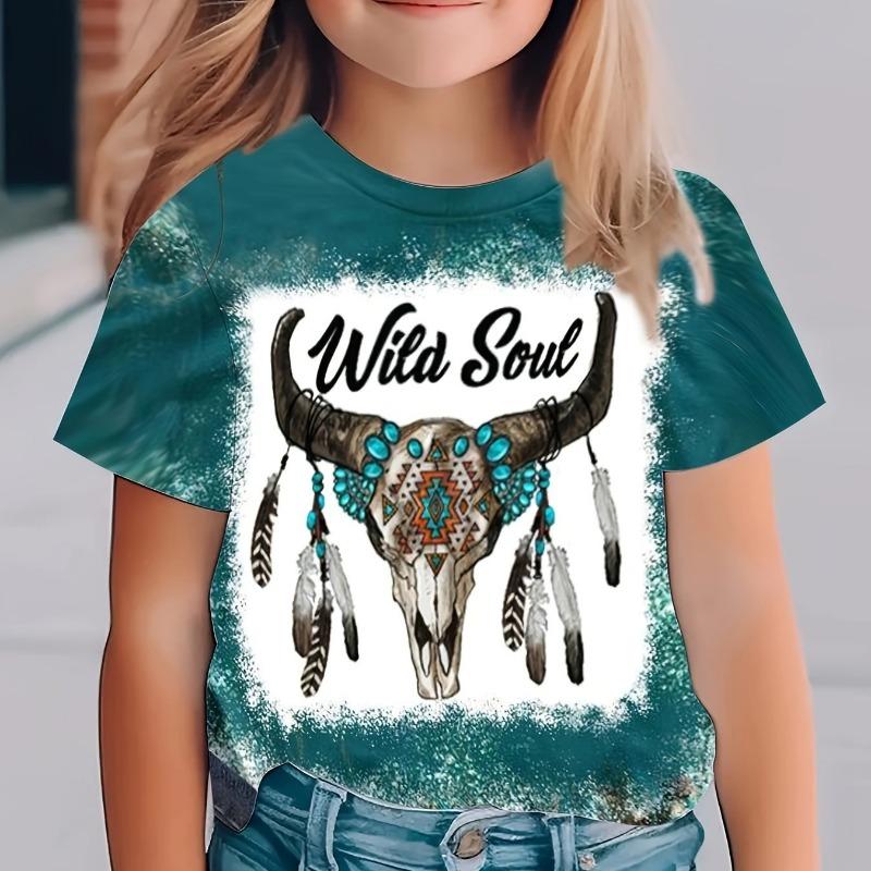 Children's Clothing Girl T-Shirt Short Sleeve Child T-Shirt Cute Animals Print Casual Round Neck Girl Tops Kids Summer Clothes