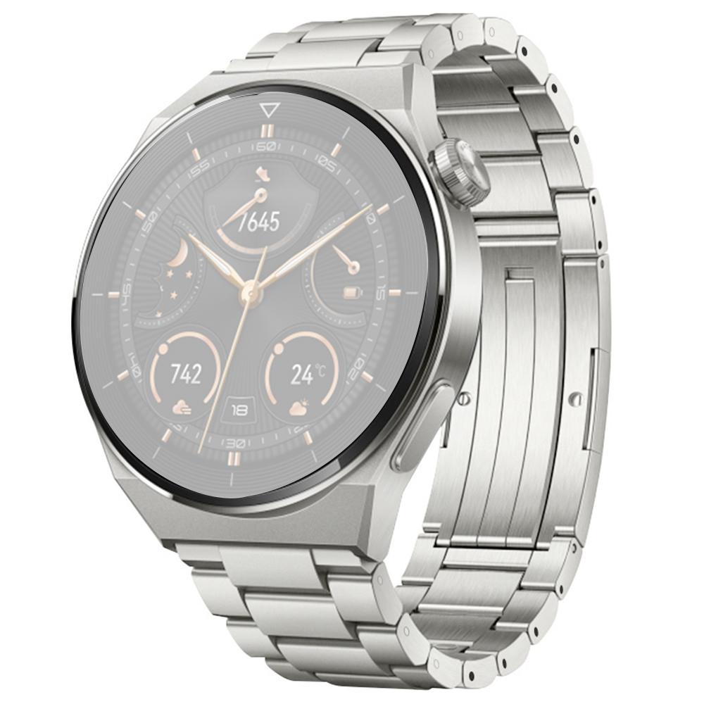

For Huawei Watch Buds/GT3 SE/GT3 Pro Titanium Steel Watch Band 22mm 3-Bead Metal Sports Strap Silver