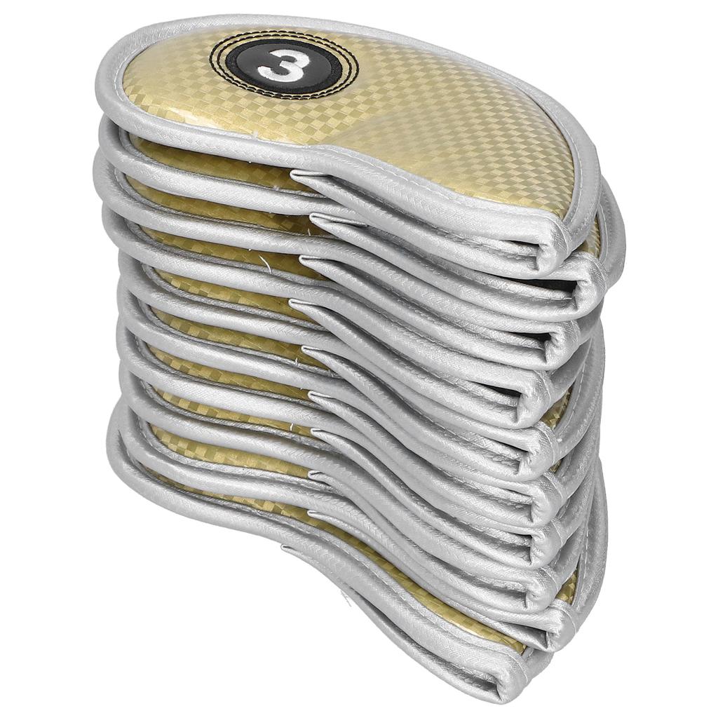 10Pcs Golf Iron Head Covers Sleeve Number Protective PU Waterproof Golfing AccessoryGold