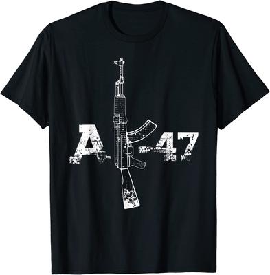 AK47 AK-47 Sylwetka Pistoletu Ilustracja Męska Koszulka Krótki Rękaw Codzienna 100% Bawełna Okrągły Dekolt Letnia Koszulka