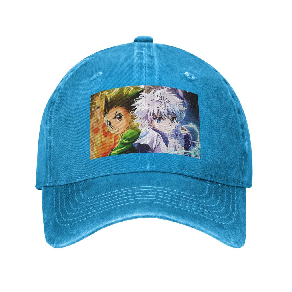 Anime Hunter X Hunter Gewaschene Jeans-Kappe Lässige Baseballkappen Verstellbarer Hut Sommer Unisex Baseballkappen