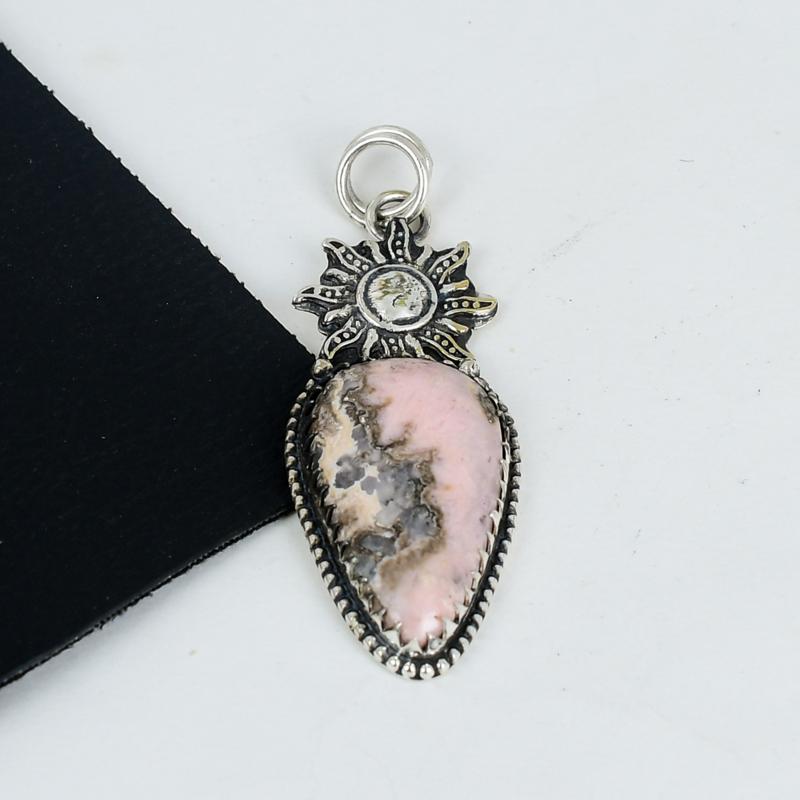 Natural Rhodochrosite Gemstone Pendant 925 Sterling Silver- Handmade Design, Everyday Wear Jewelry, Unique Rhodochrosite Pendant Father's Day Gifts
